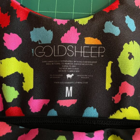 Goldsheep Women M Rainbow Animal Print Sports Bra Top U Front Back No Wire - Picture 6 of 6